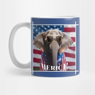 Funny Patriotic Elephant MERICA! Happy Birthday America! Mug